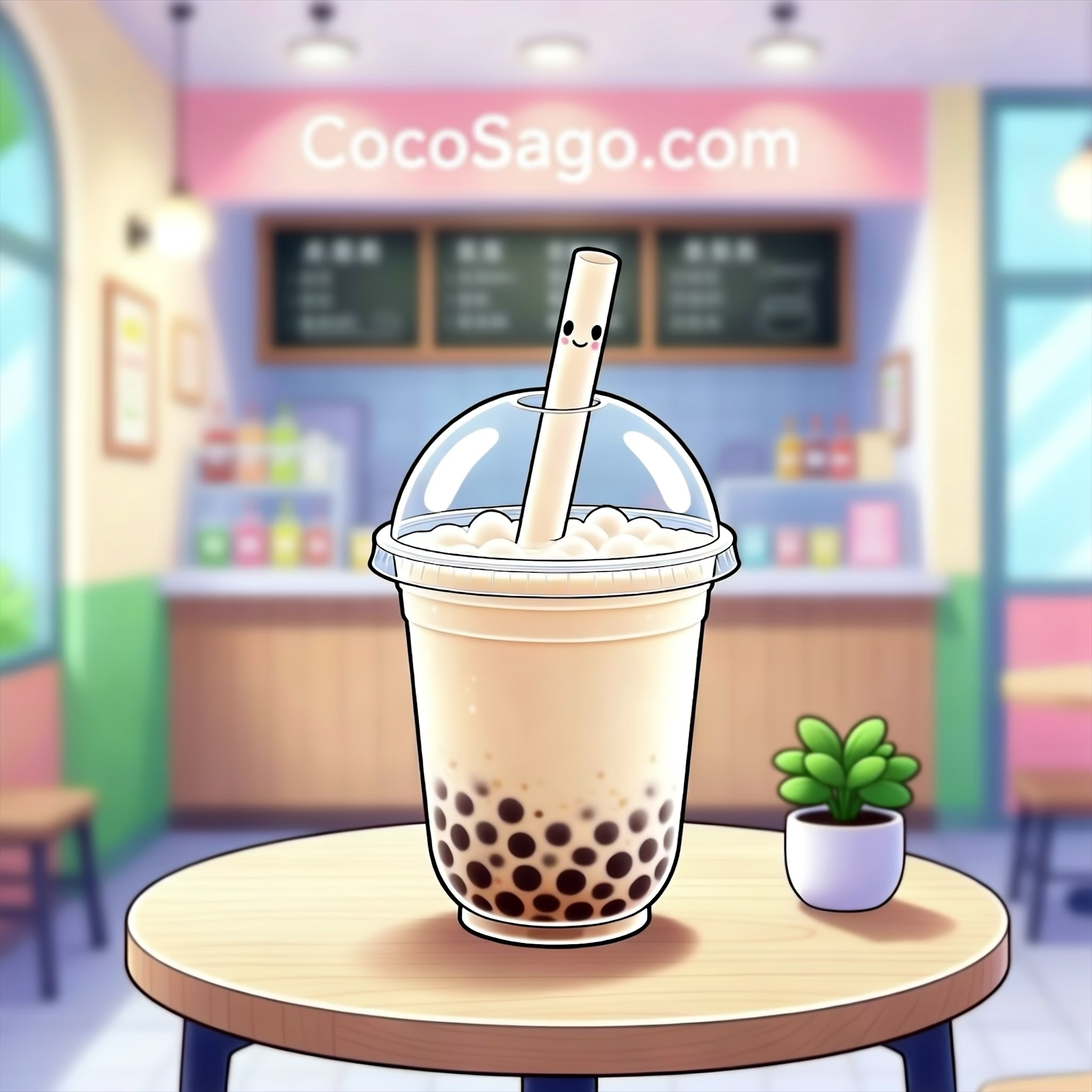 CocoSago bubble tea illustration for www.cocosago.com